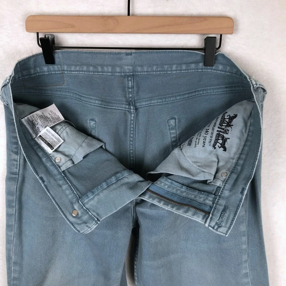 LEVI'S 514 White Tab Straight Fit Jeans 36x32 Light Blue Green Wash 00514-0783